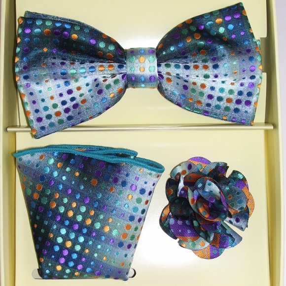 St. Patrick Other - St. Patrick Blue Polka dot Bow Tie Hank Flower Set